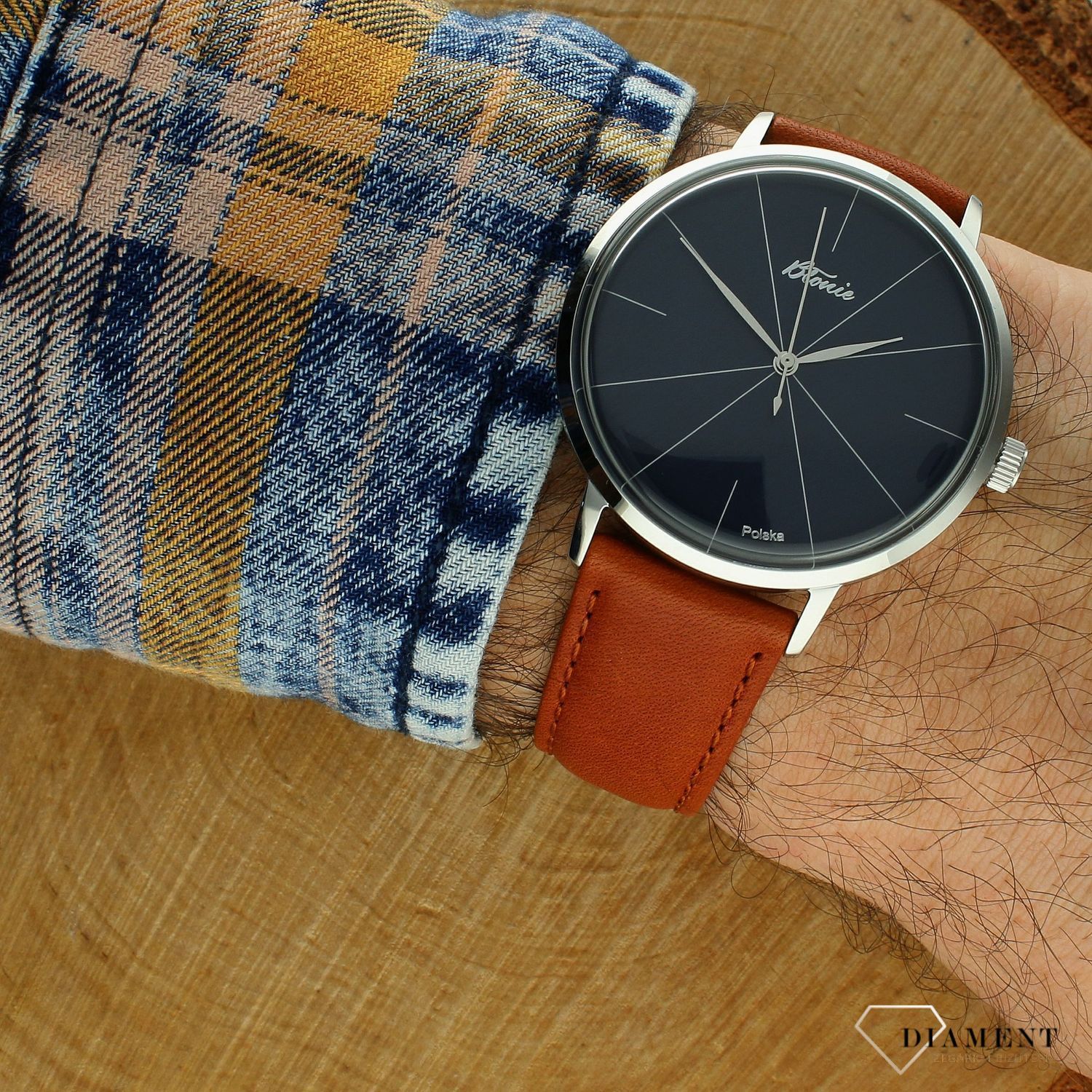 Polski zegarek męski Błonie Zodiak Męski  Ultramaryna. ⌚ Grawer na zegarku gratis 🔝 Męski zegarek na pasku klasyk🎁Prezent na W.jpg